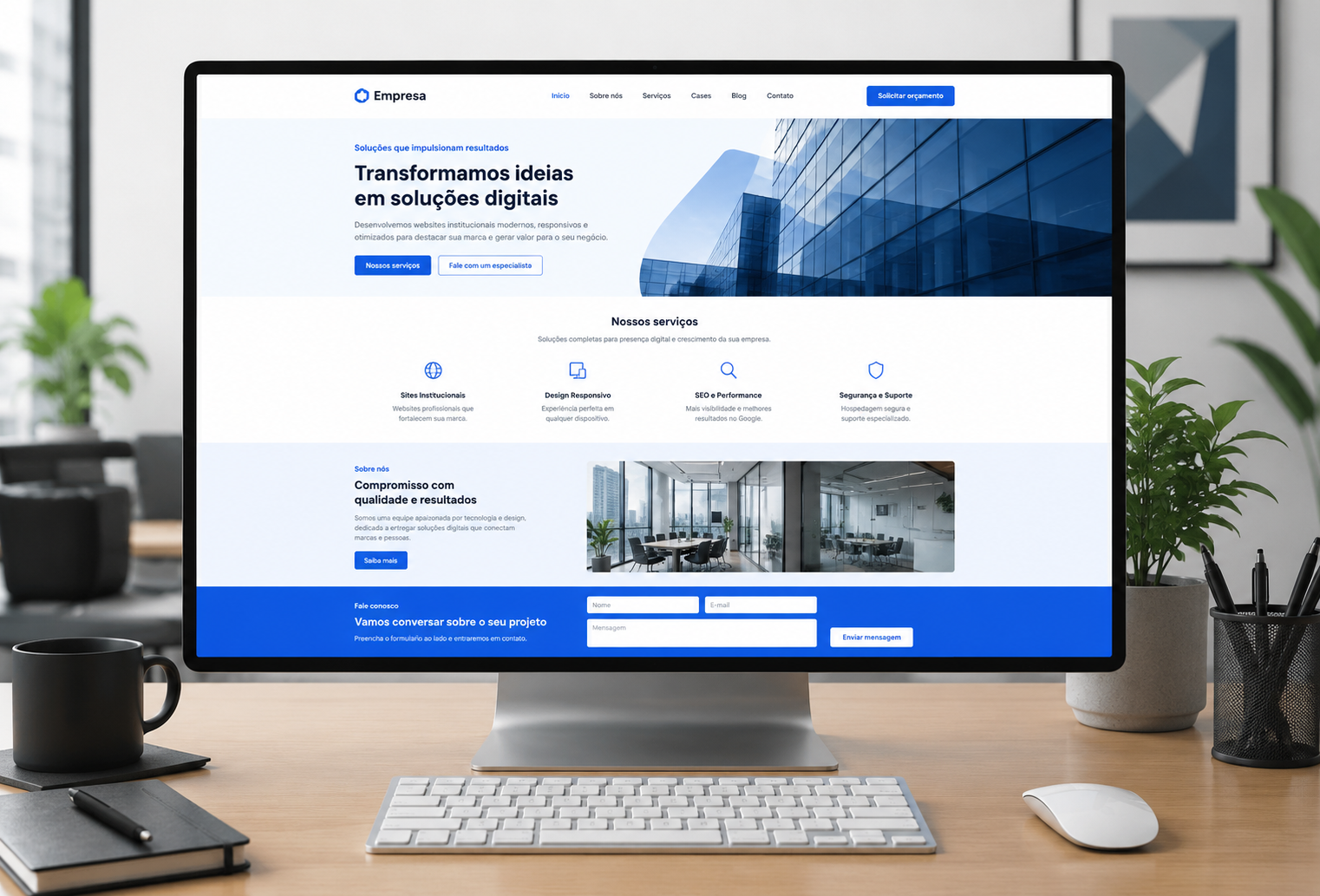 Exemplo de site institucional desenvolvido pela Inova Marketing